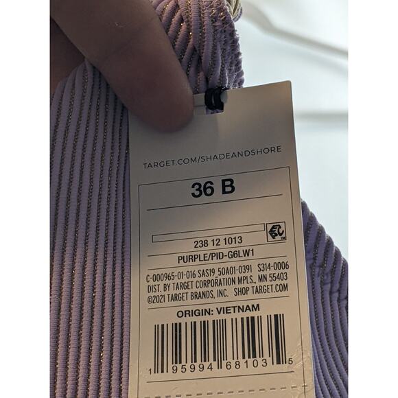 Triangle Bikini Top Shade Shore Lilac Purple Lurex 36B Swimsuit Underwire Plunge - Picture 9 of 11